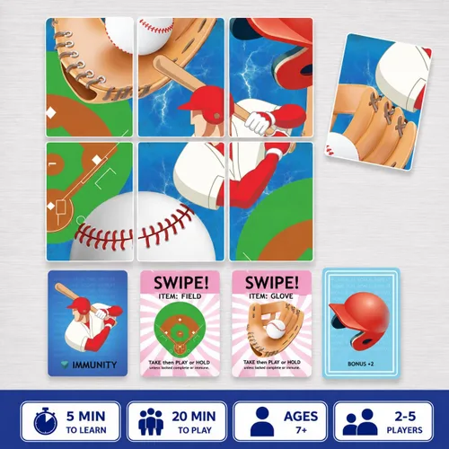 Miniatura 5 de Juego de cartas – Juego de rompecabezas y estrategia de béisbol de ritmo rápido para niños, adolescentes y adultos 2–4 jugadores o juego en