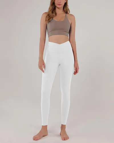 Miniatura 4 de ODODOS - Leggings de cintura cruzada para mujer diseño con bolsillo interno para yoga deportes gimnasia o entrenamiento pantalones deportivos