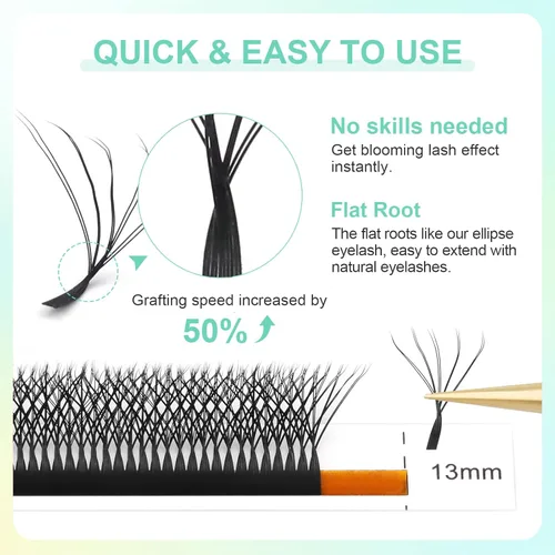 Miniatura 139 de NAGARAKU Extensiones de pestañas falsas en forma de W de 4D, suaves y naturales, con volumen, rizado D, 0.07mm, mezcla de 8-15mm, abanico 0.07-D 4D W