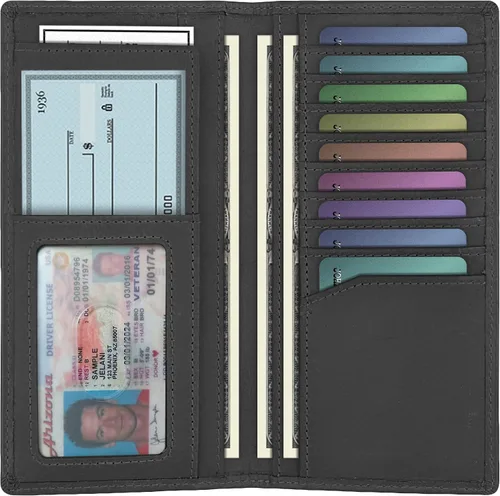 Miniatura 3 de NopoWalli - Cartera de cuero genuino para hombre Negro - Piel auténtica