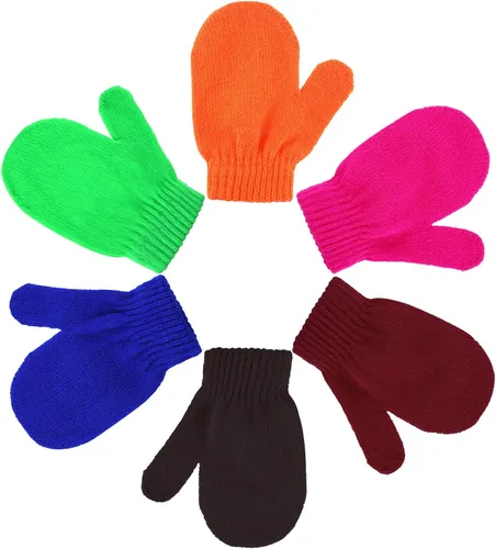 Miniatura 6 de Boao 12 pares de guantes de invierno para niños pequeños, guantes de punto para niños, guantes mágicos cálidos para niños y niñas, suministros
