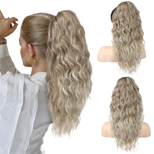 Miniatura 16 de SEIKEA 10" Extensión de Cola de Caballo Corta con Destacado de Garra, PT001 Ella Cabello Ondulado y Rizado Grueso, Clip de Mandíbula