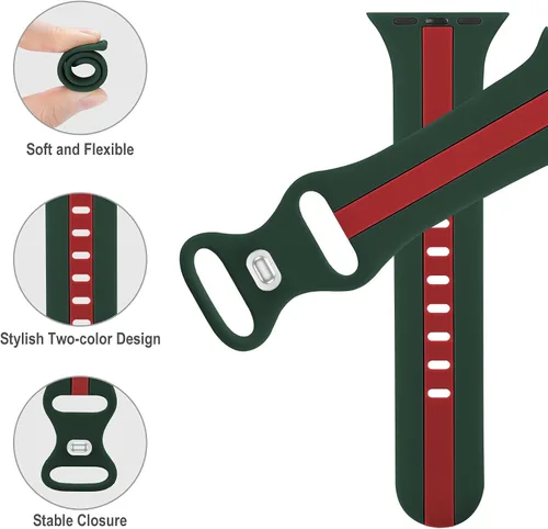 Miniatura 2 de Seizehe - Banda deportiva de diseño compatible con Apple Watch de 38/40/41/42/44/45/46/49 mm, unisex, correa de silicona suave para Apple Watch