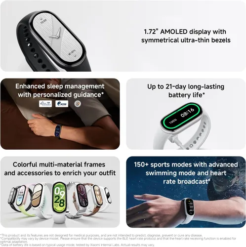 Miniatura 2 de XIAOMI Mi Smart Band 10 (2025) Versión Global - Pantalla AMOLED de 1.72" 21 Días de Duración de la Batería Pantalla Táctil, Rastreador Rosa