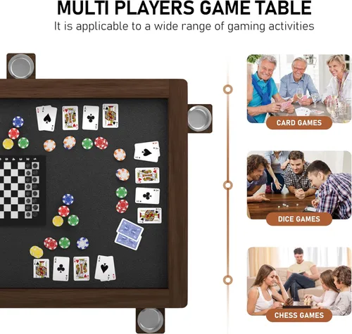 Miniatura 5 de Yardenaler Mesa de Juegos de Mesa de Madera Maciza, Mesa de Juegos y Comedor con Gran Espacio de Juego de 58" x 33" y Superficie Extraíble, Para 4 a