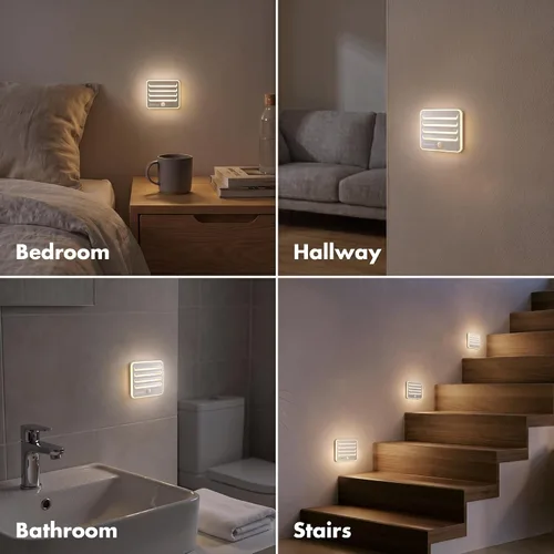 Miniatura 6 de EverBrite Luces nocturnas con sensor de movimiento, luz LED suave y cálida, funciona con pilas, luz nocturna autoadhesiva para dormitorio, baño