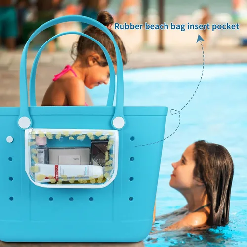 Miniatura 2 de Chokoter Bolsa de inserción para bolsa de playa, 2 paquetes de bolsas interiores para accesorios de bolsa de playa, bolsas impermeables
