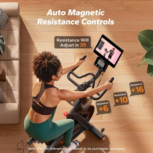 Miniatura 3 de Merach Magnetic Exercise Bike, Heavy Duty Stationary Bike with Automated Resistance, 300 350 Lbs Weight Capacity, Low Noise Indoor Workout Bike for