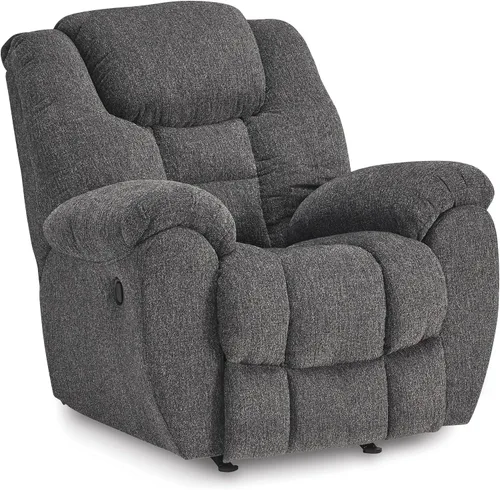 Miniatura 9 de Signature Design by Ashley Foreside - Sofá biplaza reclinable manual resistente a las manchas con consola, almacenamiento y portavasos, color gris