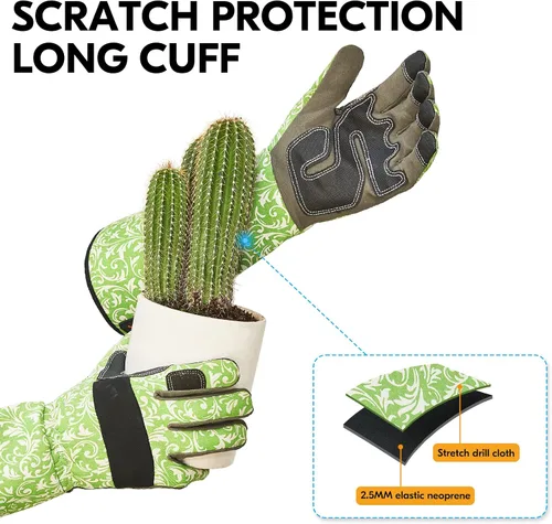Miniatura 5 de Vgo... 1 par de guantes de jardinería para mujer, guantes de trabajo de seguridad, guantes de manga larga, a prueba de pinchazos, pantalla táctil