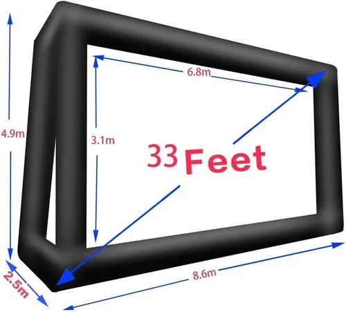 Miniatura 6 de fitnessandfun Gran pantalla de película inflable de 33 pies para exteriores, proyección frontal y trasera sin costuras, pantalla de proyector