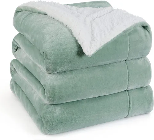 Bedsure Manta de forro polar Sherpa tamaño King para cama, gruesa y cálida, suave manta de felpa para invierno, verde salvia, 108 x 90 pulgadas 04 -
