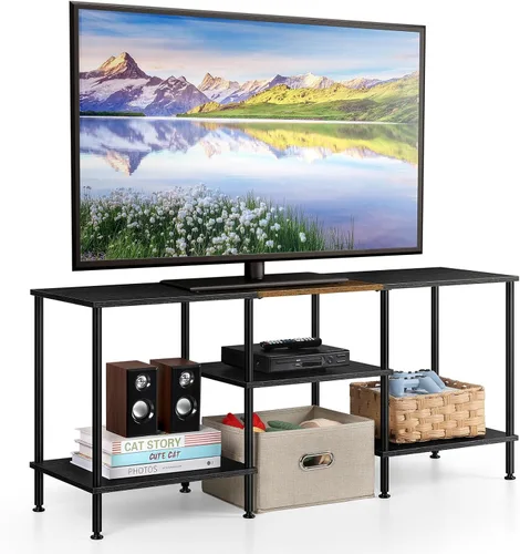 Miniatura 7 de Soporte de TV de 50 pulgadas para sala de estar, centro de entretenimiento negro con almacenamiento para TV de 50 43 40 32 pulgadas, mesa de consola