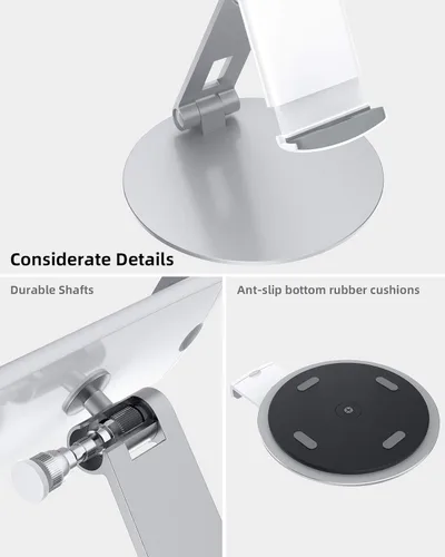 Miniatura 3 de Stouchi Soporte para tableta, soporte de base giratoria de 360°, soporte de escritorio ajustable con base resistente para iPad Pro Air Mini, Kindle
