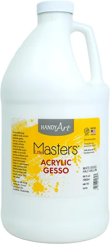 Handy Art Little Masters White Gesso | Medio galón 64 onzas | Imprimación acrílica para lienzo, madera y más | Fabricado en Estados Unidos |