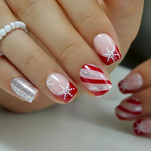 Miniatura 16 de Uñas a presión CurvLife cortas cuadradas Beige, Blancas, Rosas, Uñas postizas falsas acrílicas con diseño de albaricoque, uñas de cobertura completa