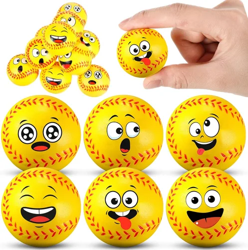 Miniatura 13 de Arrowbash 12 piezas de mini bolas de estrés con cara para niños, pelotas de espuma para apretar con cara divertida para niños y niñas, para aliviar