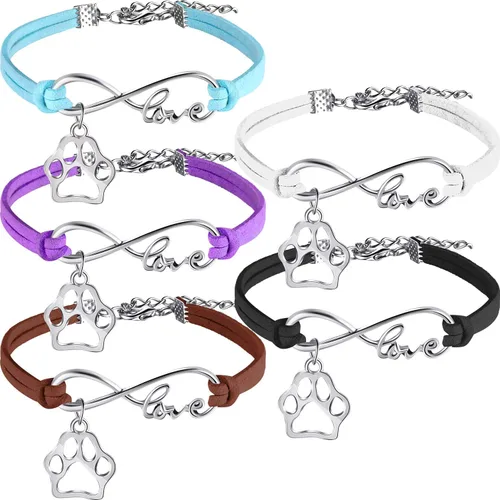 Paquete de 15 pulseras de pata para niños y adultos, ajustables, pulseras con dijes, cachorros, perros, gatos, animales para fiestas temáticas
