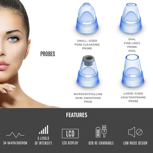 Miniatura 3 de Eliminador de puntos negros para la cara, dermasuction BlueOrchids para eliminación de puntos blancos, ventosa de acné, limpiador de poros al vacío