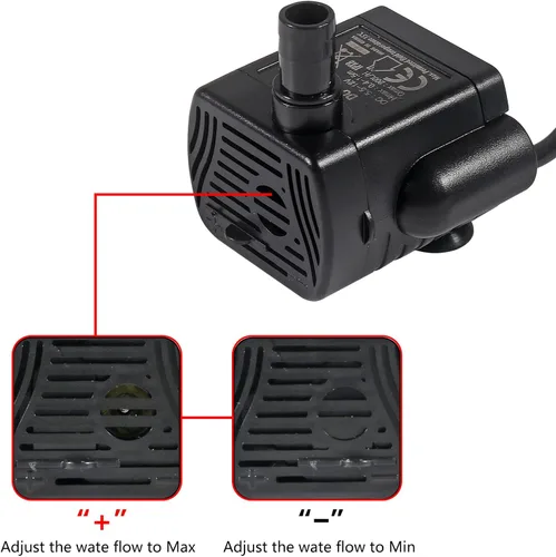Miniatura 5 de 2 bombas de agua sumergibles de 200 L/H DC 5.5-12 V 1-3 W con tubo de 6.5 pies para acuario, estanque, fuente, hidroponía