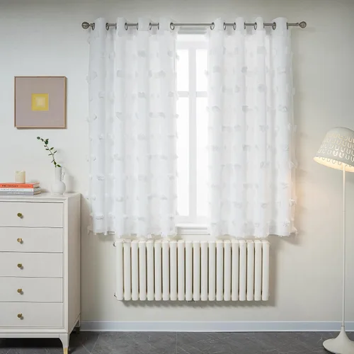 Miniatura 31 de Mysky Home Cortinas de doble capa, dormitorio, traslúcidas, opacas, habitación de niños, comedor, guardería, ojales, oscurecer la habitación, 52 x