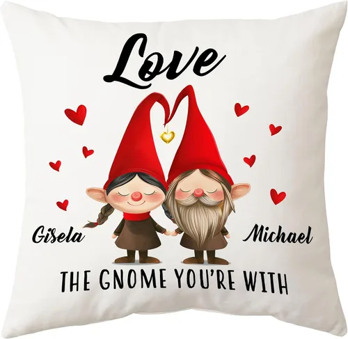 Hyturtle Almohada personalizada de gnomo para pareja (inserto incluido), regalo para esposa, marido, aniversario, boda, cumpleaños, despedida de