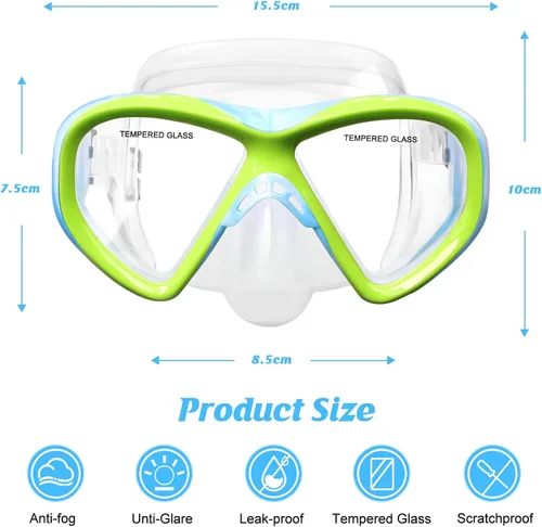 Miniatura 5 de ACQCES Gafas de natación para niños, máscara de buceo para niños y niñas de 5 a 15 años, gafas de natación antivaho de dos colores con cubierta