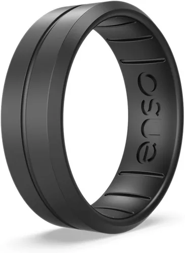 Enso Rings Anillo de silicona de contorno clásico Alianza de compromiso unisex apilable multicolor Banda fina minimalista 0.285 in, 0.075 in de
