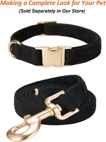 Miniatura 6 de Collar suave para perro con hebilla de metal, ajustable, duradero, cómodo, de pana de algodón, para perros medianos, collares de terciopelo