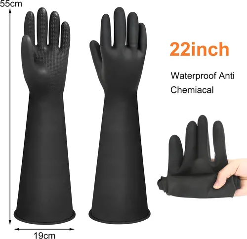 Miniatura 2 de Guantes de látex mejorados de 22 pulgadas, resistentes a los químicos, guantes largos de trabajo de seguridad, guantes largos reutilizables de goma