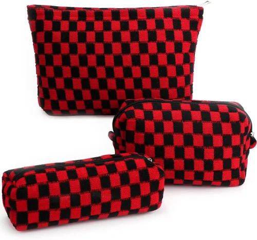 Miniatura 10 de Juego de 3 bolsas de maquillaje para niñas y mujeres, organizador de viaje, bolsa de aseo de baño, bolsa de almacenamiento de gran capacidad