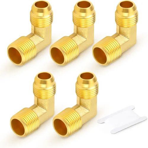 Miniatura 23 de GASHER Adaptador de codo de montaje de tubo de latón de 1/2 pulgada flare x 1/2 pulgada NPT macho Pipe
