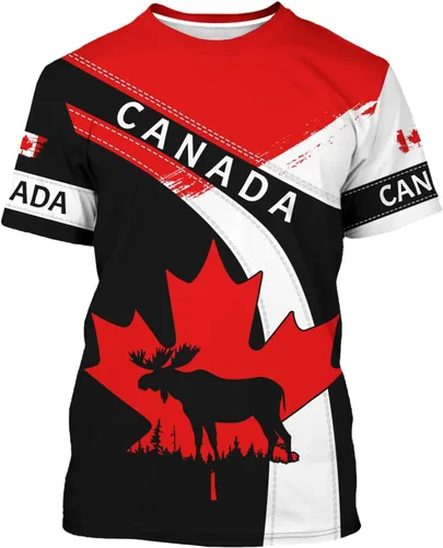 Miniatura 9 de Camisa de hoja de arce canadiense para hombre, camiseta de bandera del día de Canadá, impresión 3D, camisa de manga corta, unisex