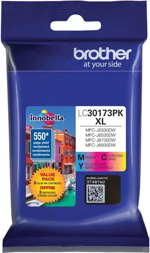 Miniatura 2 de Brother Printer LC30173PK Paquete de 3 cartuchos de tinta de alto rendimiento XL - 1 unidad: tinta cian/magenta/amarillo