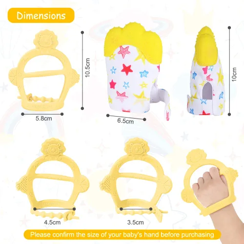 Miniatura 2 de Vicloon Manopla de Dentición de Silicona, 2 Piezas Manopla de Dentición para Bebé, Juguete de Dentición para Bebé con Correa Ajustable, Sonido