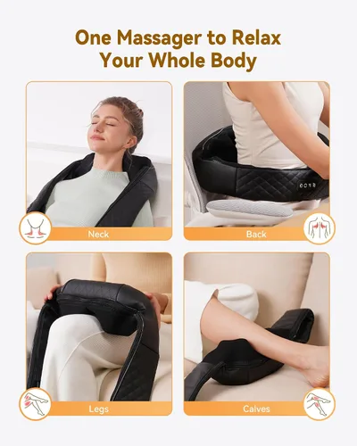 Miniatura 6 de Masajeador Shiatsu para Cuello y Espalda con Calor, Masajeador para Cuello y Hombros, Masaje de Amasamiento de Tejidos Profundos 4D para Piernas