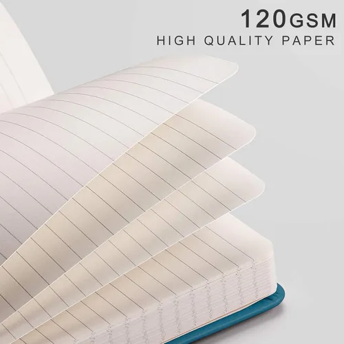 Miniatura 3 de EMSHOI - Cuaderno rayado para la universidad, 256 páginas numeradas tamaño A5, papel grueso de 3.54 oz/y², 16 páginas perforadas, tapa dura de piel