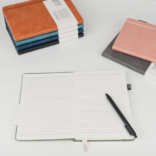 Miniatura 5 de Cuadernos diarios para mujeres y hombres, paquete de 5 unidades, tapa dura de cuero a granel con soporte para bolígrafo, 160 páginas, papel grueso