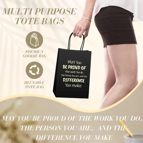 Miniatura 6 de Kosiz 50 bolsas de regalo de agradecimiento «May You Be Proud», bolsas de papel con asas de 5.9 x 3.1 x 8.3 pulgadas, bolsa de regalo de papel