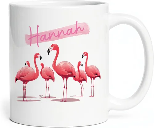 Taza de flamenco personalizada 2023, Flock Of Flamingo Mug para cumpleaños de los amantes del flamenco, taza de café personalizada de flamenco con
