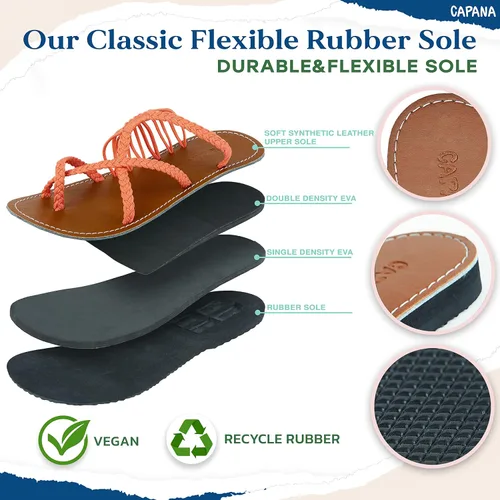Miniatura 2 de Capana Sandalias planas tejidas para mujer, sandalias trenzadas con tiras, sandalias de playa para mujer, sandalias bohemias de cuerda, zapatos