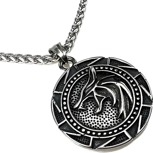 Miniatura 3 de FANCY-J Collar de talismán de lobo vikingo Fenrir cadena de acero inoxidable para hombre, joyería vintage para hombre, colgante de amuleto vikingo