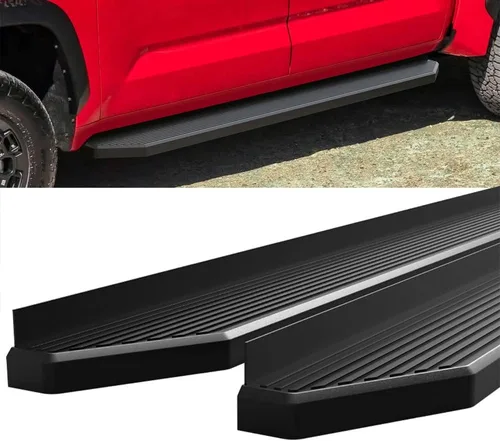 Miniatura 4 de HD Ridez Estribo de estilo plano de 6 pulgadas, color negro, compatible con Toyota Tundra 2022-2026 CrewMax (barras laterales de escalones laterales)