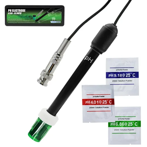 Sonda de electrodo de pH 0-14, medidor de pH con conector BNC de repuesto y sensor de cable de 118.1 in para controlador de monitor de pH, kit de