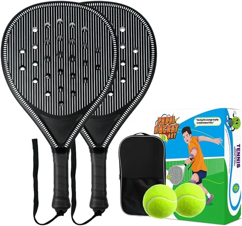 Miniatura 7 de Padel Racket Set of 2 - ABS Surface & EVA Foam Core, Beach Paddle Tennis Racquets for Adults, Including 2 Balls & Carry Bag - Outdoor, Sand, Amarillo
