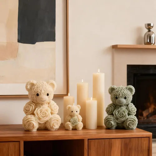 Miniatura 3 de 2 moldes de silicona de oso de rosas, moldes para hacer velas de oso de peluche 3D, adorno para moldes de resina epoxi para manualidades, molde