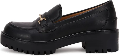 Miniatura 2 de VETASTE Mocasines clásicos de tacón grueso con plataforma y suela de lengüeta para mujer, con puntera redonda, zapatos Oxford con cadena de metal
