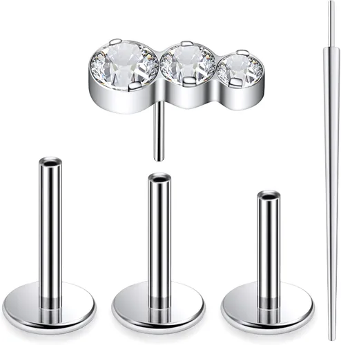 Miniatura 12 de 20G 18G 16G Astm F136 - Aretes de titanio sin rosca con parte trasera plana, tragus hélice, caracola, piercing, nariz, labio, hélice, cartílago