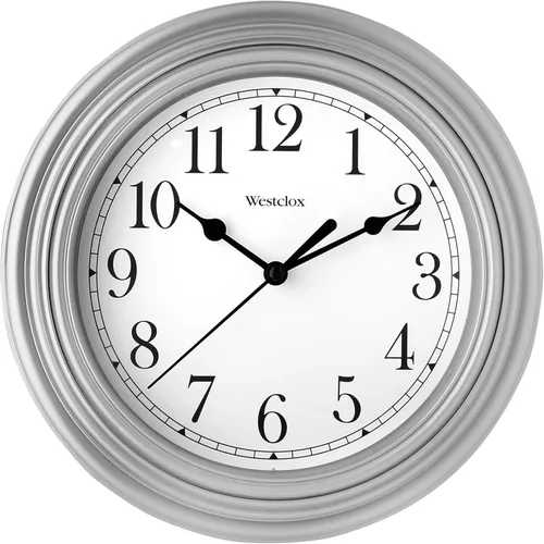 Miniatura 8 de Westclox Reloj de pared redondo con movimiento de cuarzo, diseño analógico contemporáneo, funciona con pilas para uso en interiores