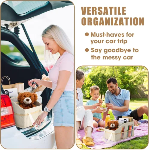 Miniatura 6 de Honeydak Organizador de asiento de pasajero, almacenamiento plegable para consola, asiento delantero/trasero con múltiples bolsillos, organizador